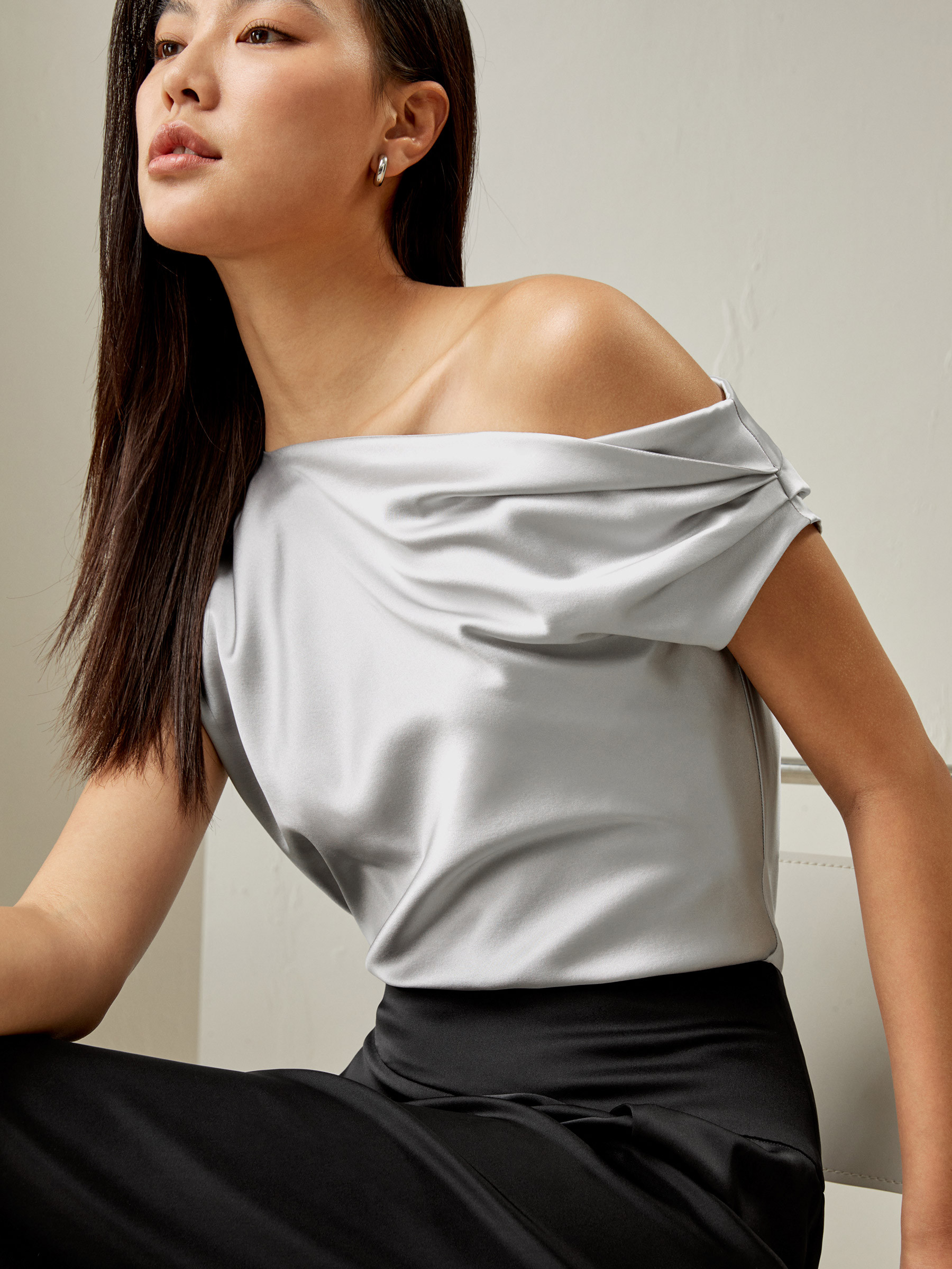 Boat Neck Silk Top | LilySilk