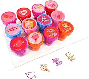TINYMILLS 12 Pcs Valentine's Day Stamp Kit for Kids - Valentine's Day Self Inking Stamps Gift Par... | Amazon (US)