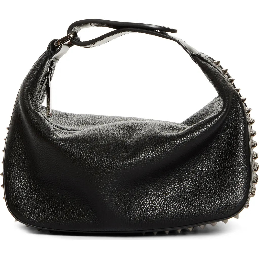 Christian Louboutin Funky Empire Spike Dopp Leather Top Handle Pouch in Black/Gun Metal at Nordstrom | Nordstrom
