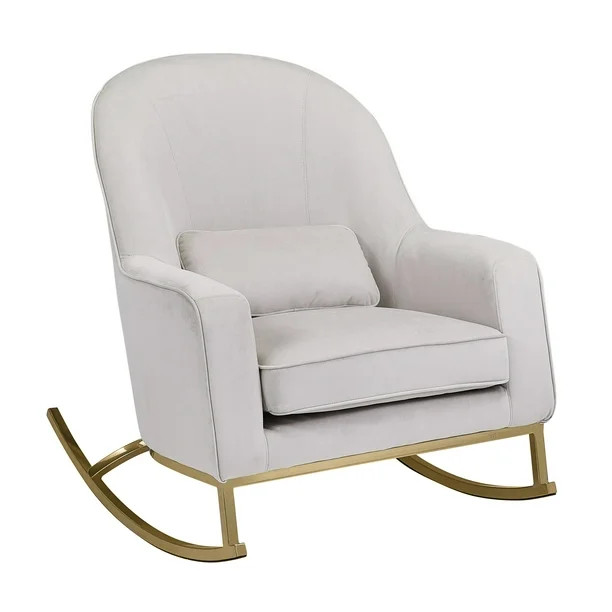 MoDRN Glam Velvet Rocking Chair, Off-White with Satin Brass | Walmart (US)