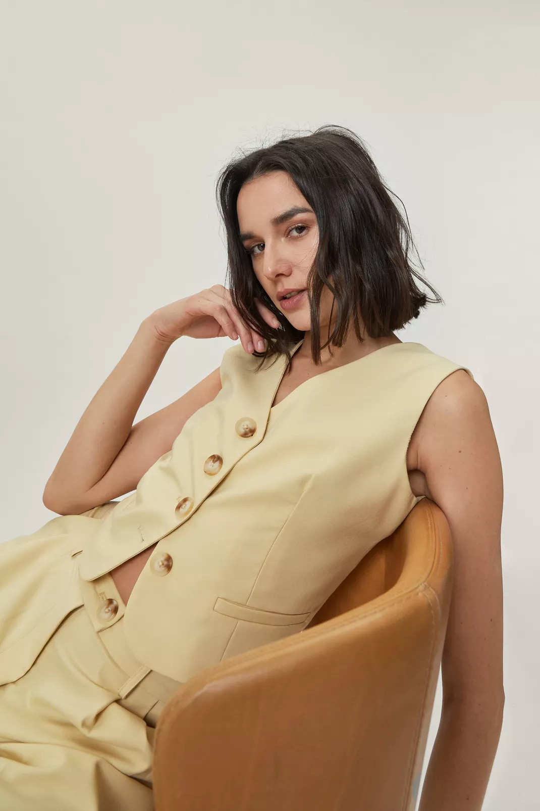 Twill Single Breasted Cropped Vest | Nasty Gal (US)