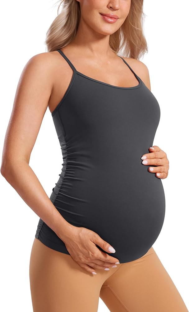 CRZ YOGA Butterluxe Y Back Maternity Tank Tops for Women Ruched Pregnancy Basic Camisole Sleevele... | Amazon (US)