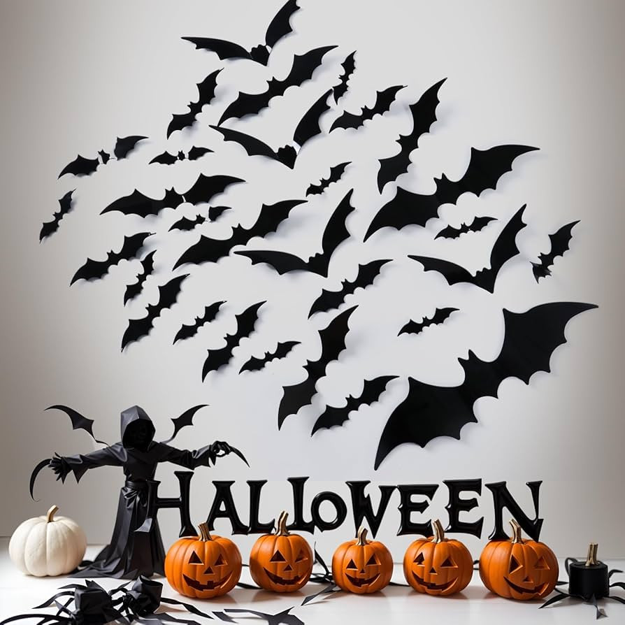 170PCS Halloween Decoration Bats Wall Decor in 6 Sizes, Realistic 3D PVC Black Waterproof Scary B... | Amazon (US)