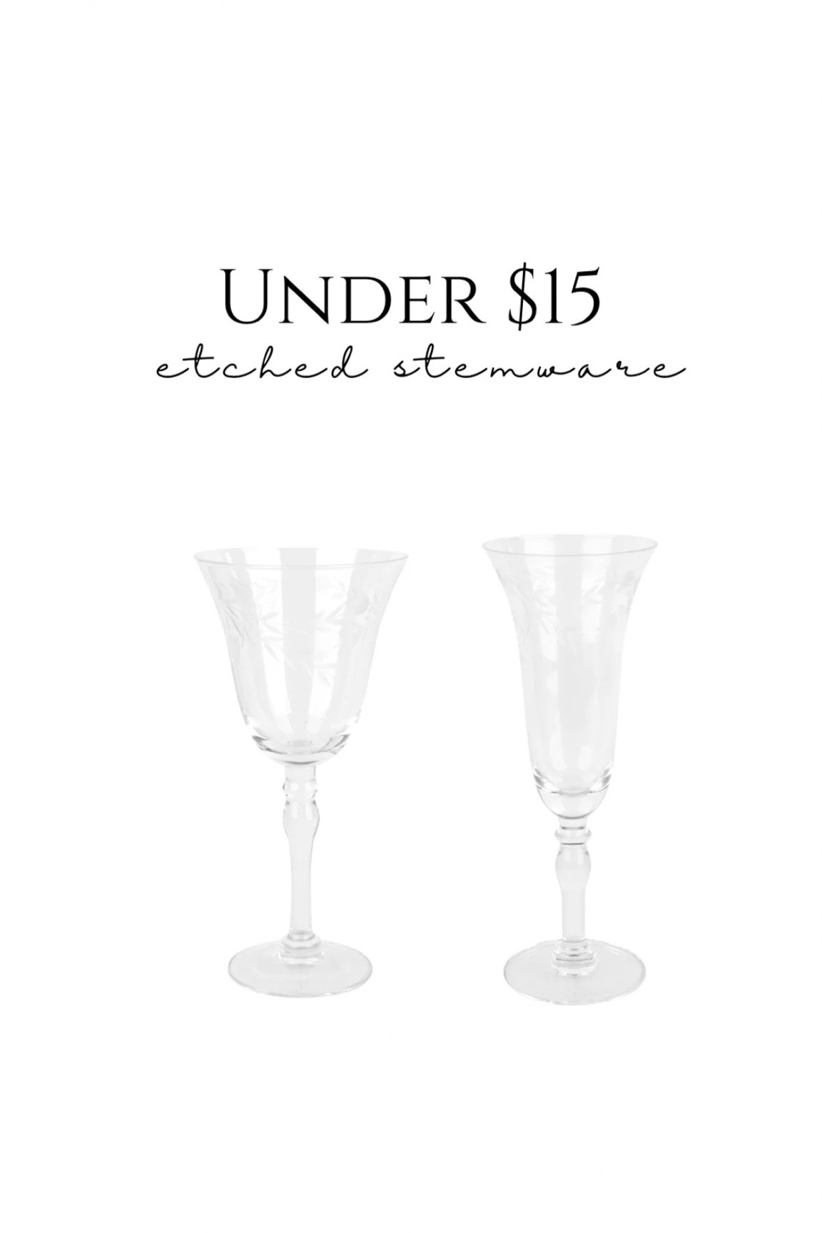 Beautiful etched wine glasses and champagne flutes perfect for holiday entertaining! These remind me of  the Williams Sonoma etched glasses 😍

#LTKHome #LTKFindsUnder50 #LTKSaleAlert