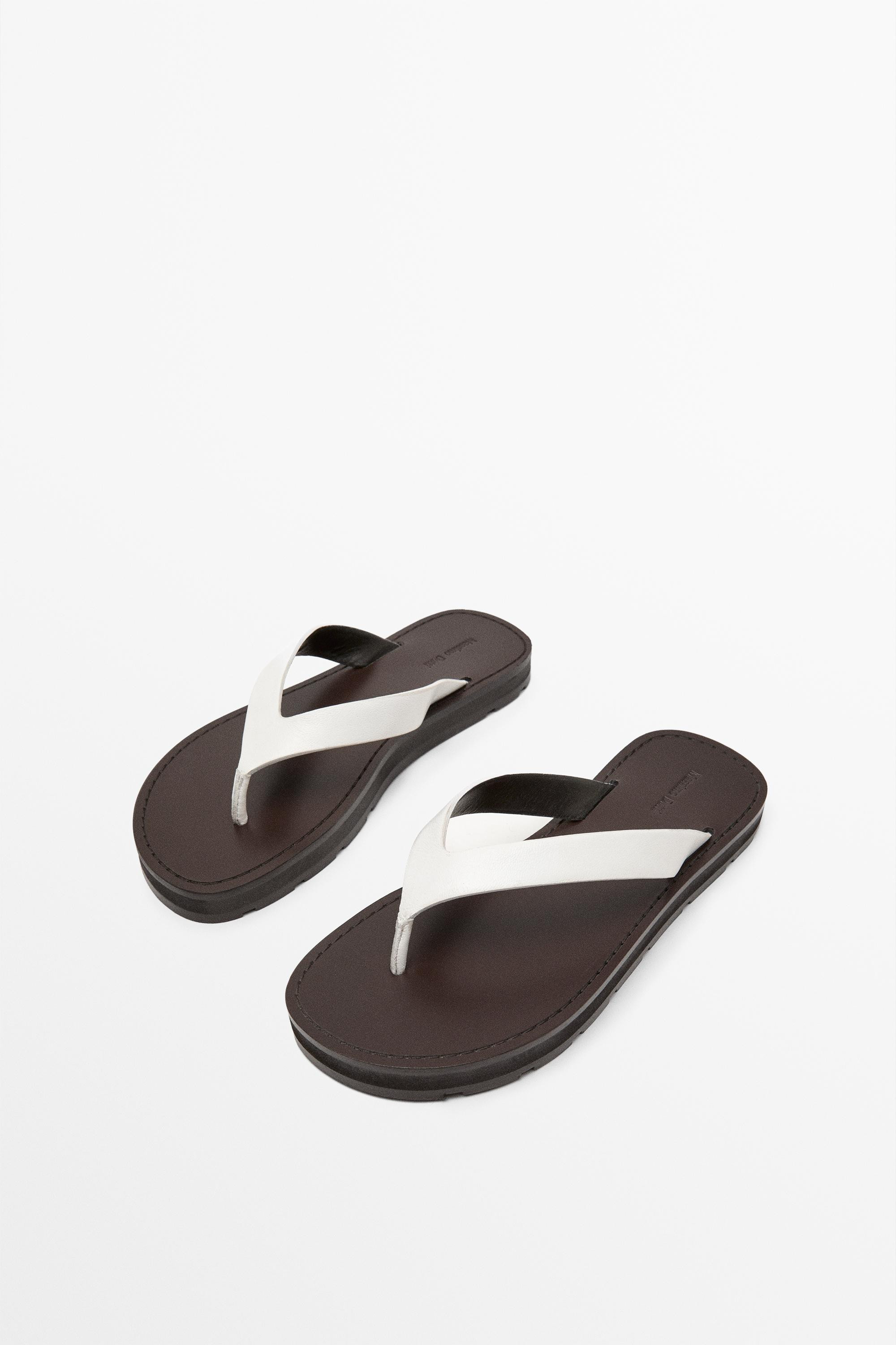 Leather toe divider sandals | Massimo Dutti UK
