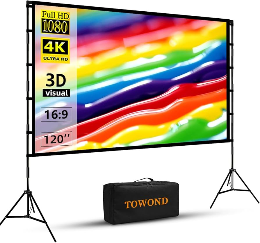 Projector Screen and Stand, Towond 120 inch Portable Projector Screen Indoor Outdoor Projector Sc... | Amazon (US)