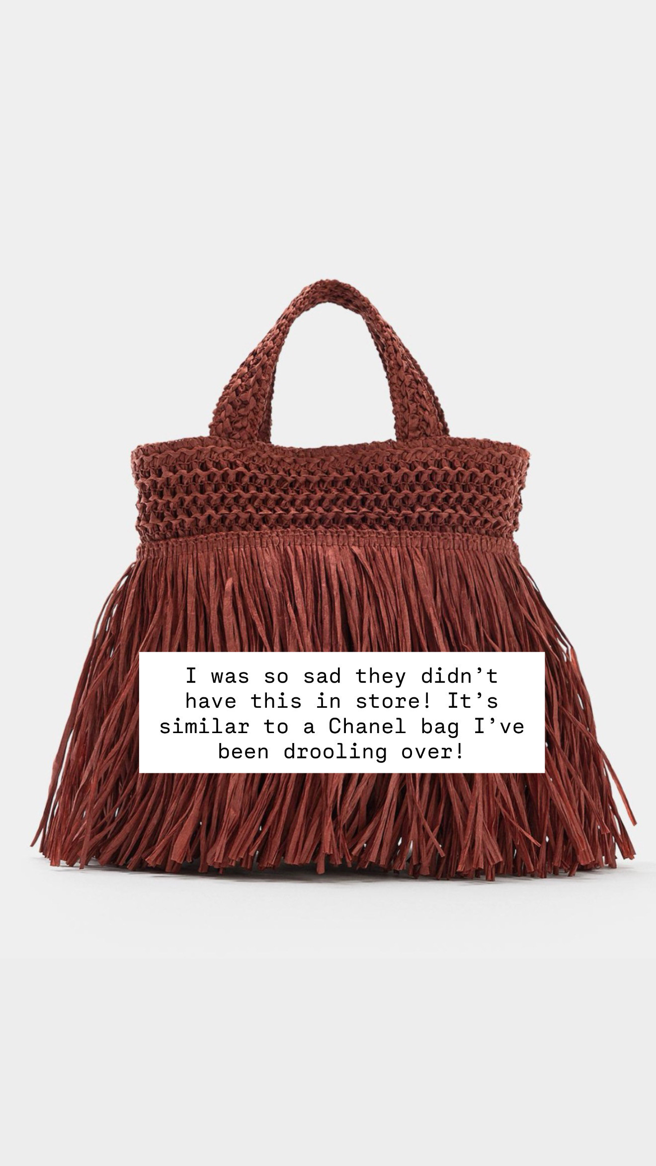 This fringe bag reminds me of a designer purse I've had my eye on! It's so good for summer!

Loverly Grey, zara, summer purse, summer accessories 

 #LTKSeasonal