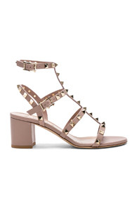 Valentino Leather Rockstud Sandals in Nude | FWRD 