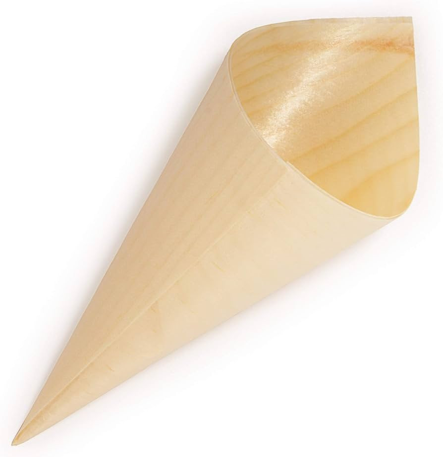 BambooMN - Disposable Food and Appetizer Wood Cones - 5" x 2" - 100 Pieces | Amazon (US)