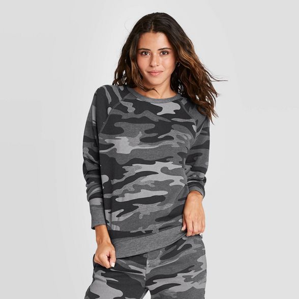 Women's Camo Print Graphic Sweatshirt - Gray | Target