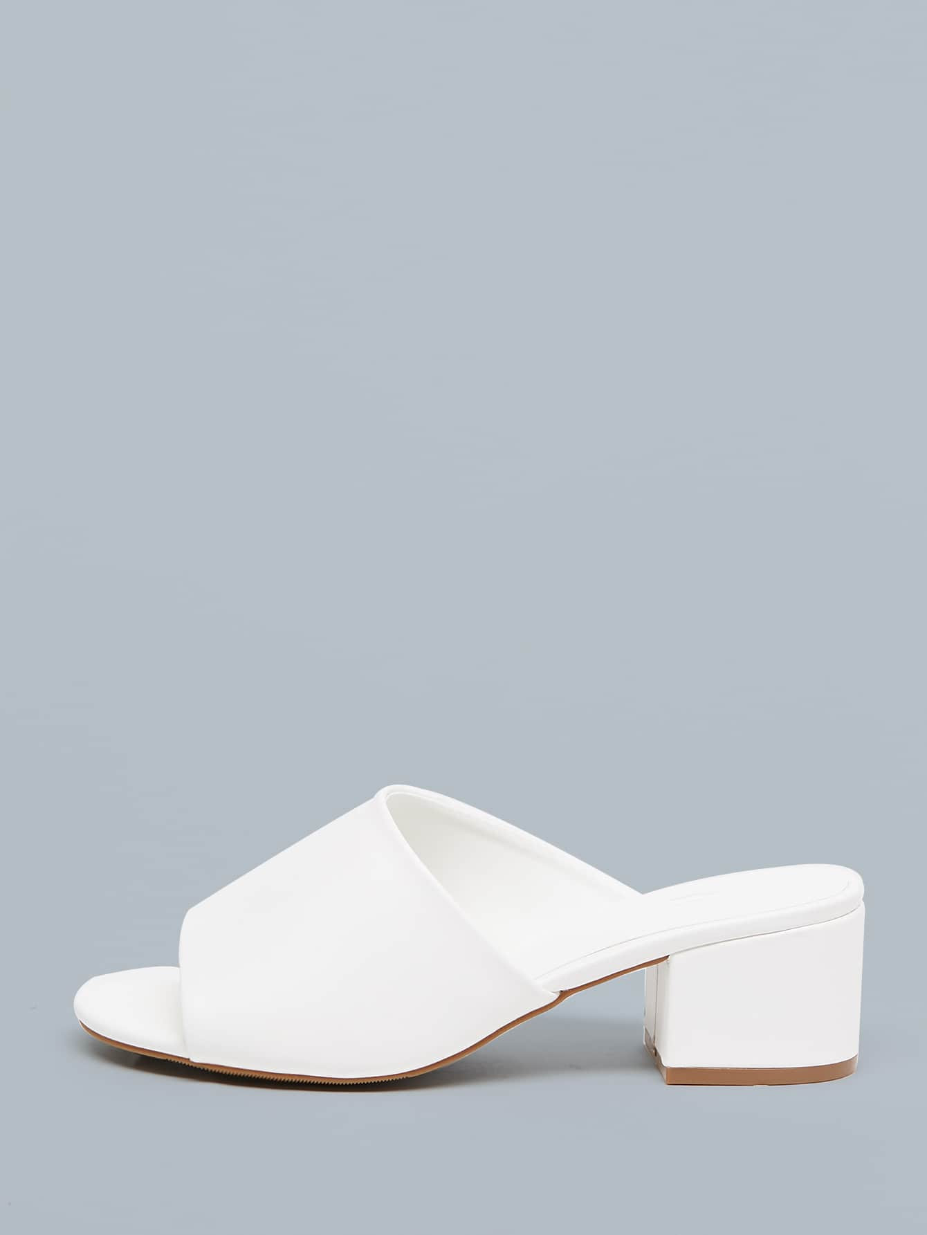 Open Toe Low Square Heel Mule Sandals | SHEIN