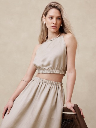 Viscose-Linen Cropped Tank | Banana Republic (US)