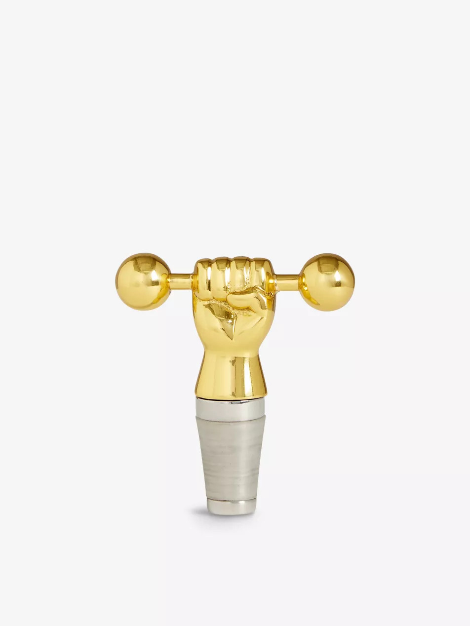 Barbell stainless-steel and brass bottle stopper 8.6cm | Selfridges