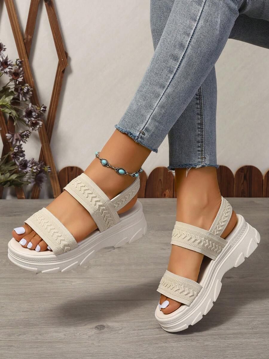 Women's Elastic Thick-Soled Wedge Sandals, Casual & Versatile | SHEIN