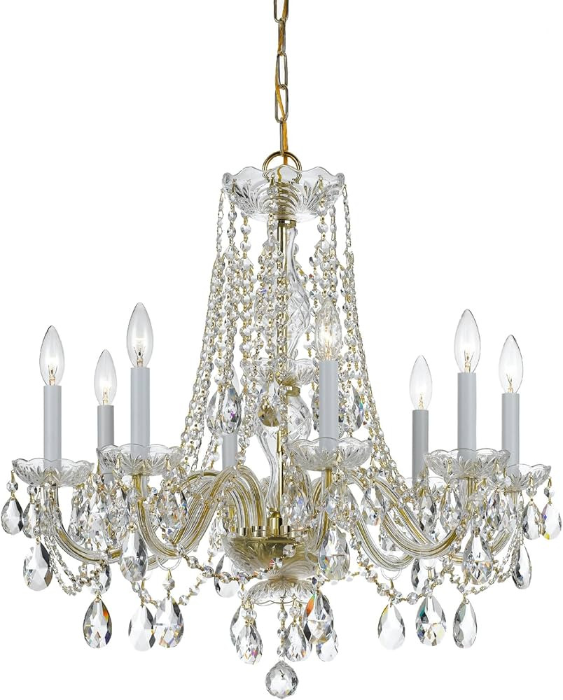 Traditional Crystal 8 Light Strass Crystal Polished Brass Chandelier | Amazon (US)