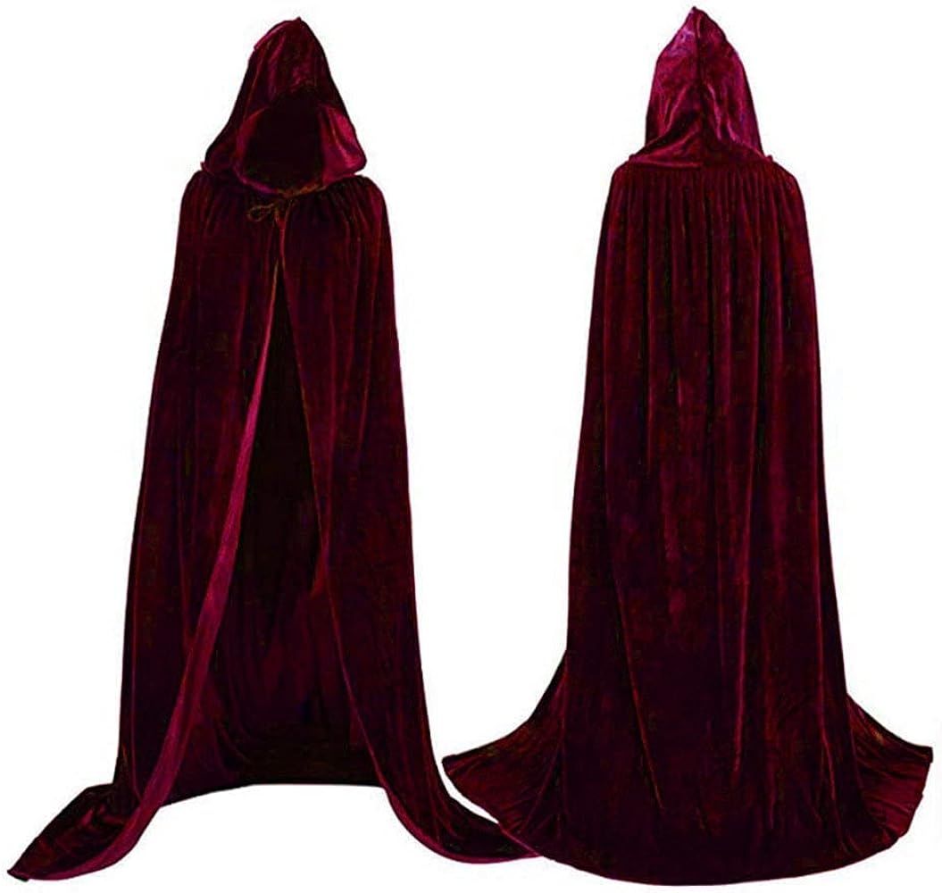 Velvet Cloak Cape Wizard Hooded Party Halloween Cosplay Costumes for Men Women 53” | Amazon (US)