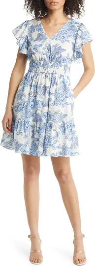 Floral Flutter Sleeve Dress | Nordstrom