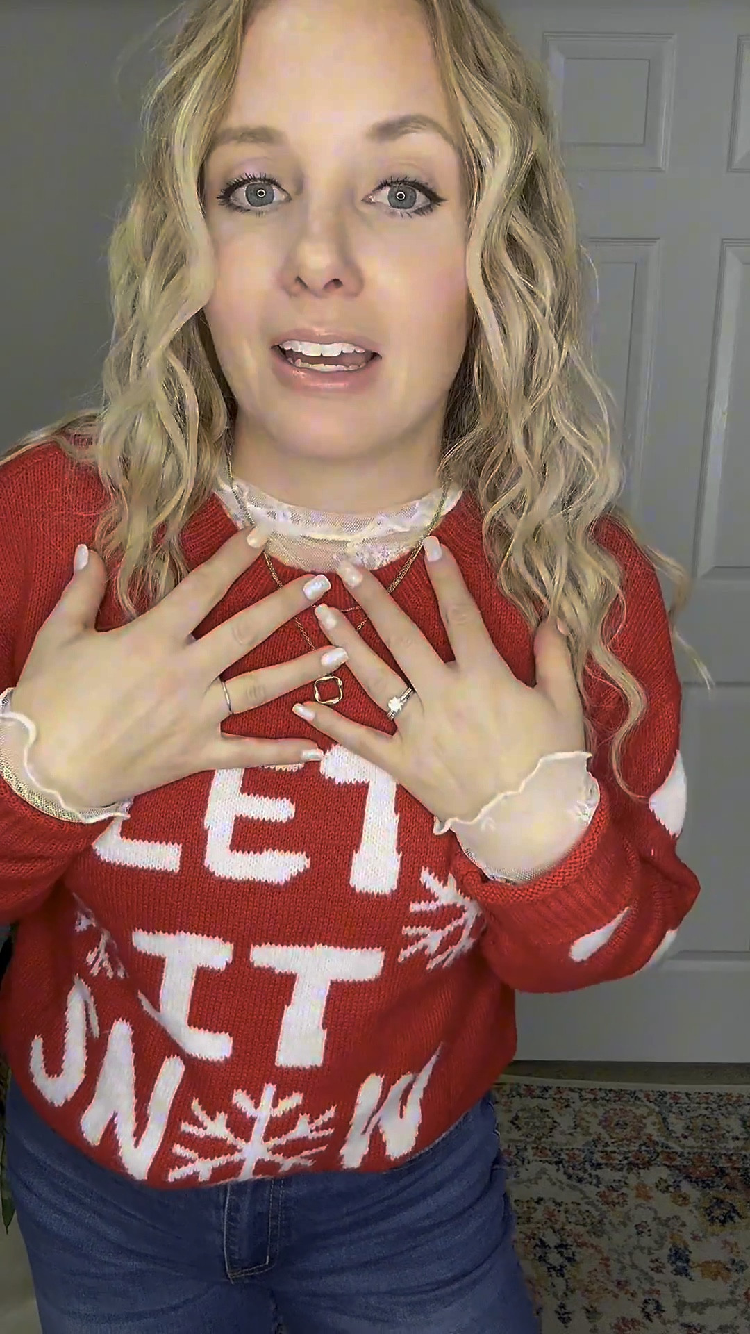 Red let it snow Christmas sweater layered with a white lace long sleeve top 








Winter outfit
Winter fashion
Amazon winter outfits
Trending winter fashion 
 casual winter outfits | winter fashion | size 4-6 | cold weather outfits | winter outfit ideas | layering outfit for the cold| winter fashion 2025 | outfit inspo | outfit ideas | winter outfits amazon  | casual outfit Ideas  | Outfits | Amazon Casual Outfit | Cute casual outfits | Preppy Outfit 

#LTKgrwm #LTKSeasonal #LTKHoliday