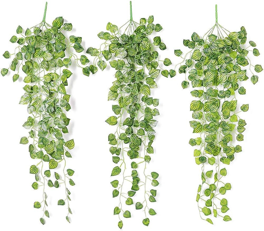JUSTOYOU 3PCS Artificial Hanging Plants Ivy Vine Fake Leaves Greeny Chain Wall Home Room Garden W... | Amazon (US)