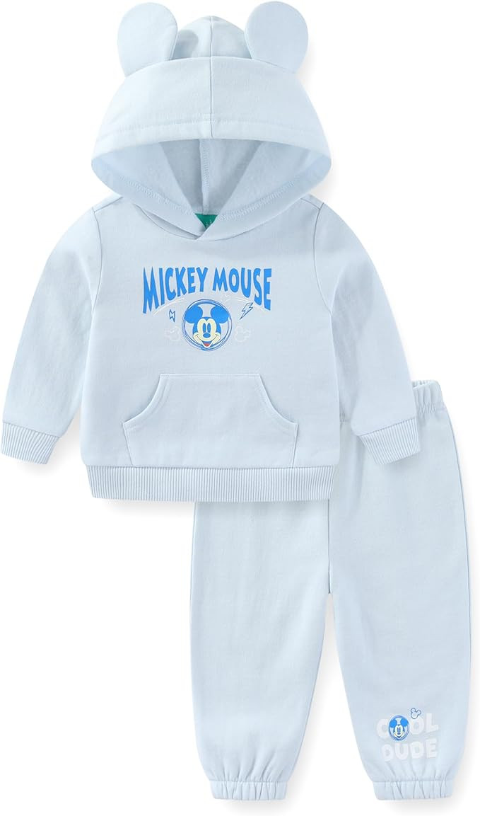 Disney Mickey Mouse Baby Boys Hoodie with Ears and Pants 2 Piece Set for Newborn and Infant | Amazon (US)