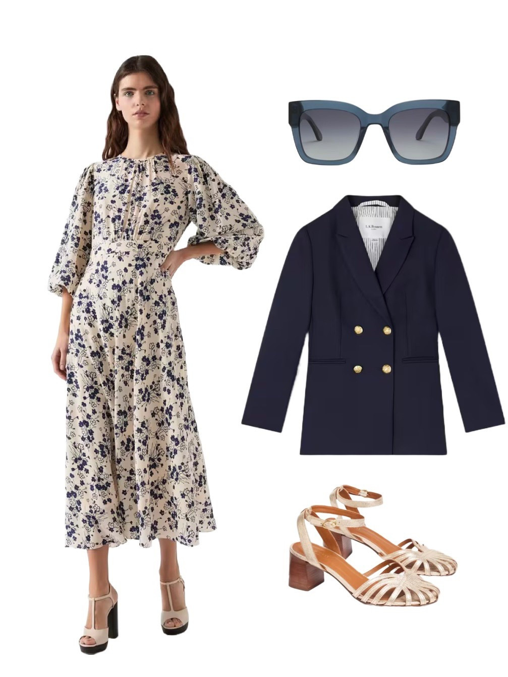 
Catch 20% off all full price styles at LK Bennett (Limited time sale) - here’s an outfit I’d be only too happy to wear for Easter or Henley Royal Regatta or Royal Ascot! 

Wear the jacket around your shoulders for a retro vibe - check product list for handbag suggestions! 💫 

Lois Ivory & Spring Navy Silk Print Full Sleeve Dress

Mariner Double Breasted Jacket 

Aspen Pale Gold Metallic Leather Sandals

Elsa Blue Acetate Square Sunglass Frame

#LTKeurope #LTKspring #LTKsale