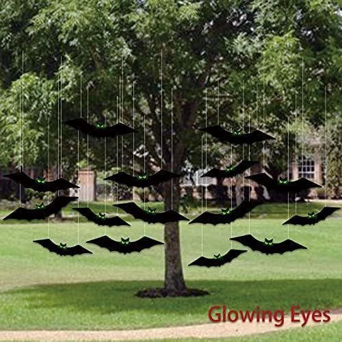 YUBAIHUI 16PCS Halloween Outdoor Lawn Decorations Scary Bats with Glowing Eyes Hanging Yard Tree ... | Amazon (US)