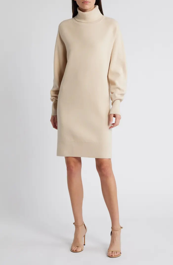 BOSS Felindale Turtleneck Long Sleeve Wool & Cashmere Sweater Dress | Nordstrom | Nordstrom