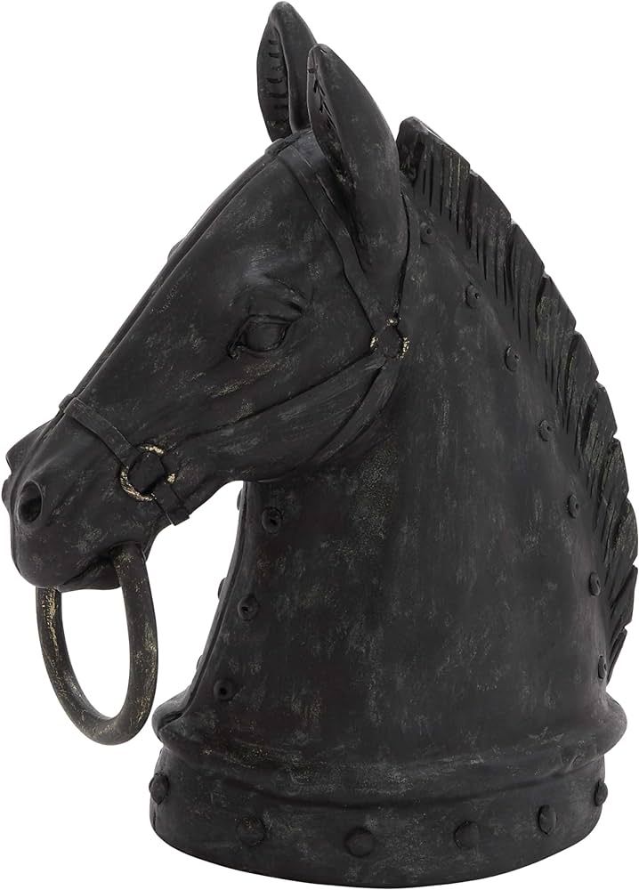 Deco 79 Polystone Horse Decorative Sculpture Antique Style Head Home Decor Statue with Hitching P... | Amazon (US)