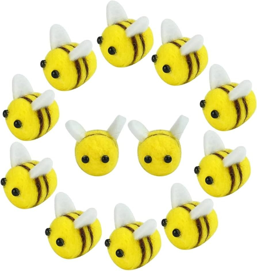 12 Stück Biene Filzen Mini Biene Dekoration,DIY Wollfilz Biene Handwerk,Wolle Filz Biene Dekorat... | Amazon (DE)