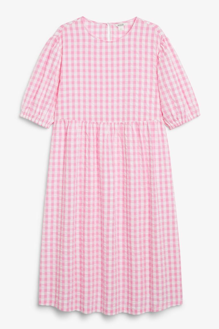 Cotton midi dress - Pink gingham - Ladies | H&M GB | H&M (UK, MY, IN, SG, PH, TW, HK)