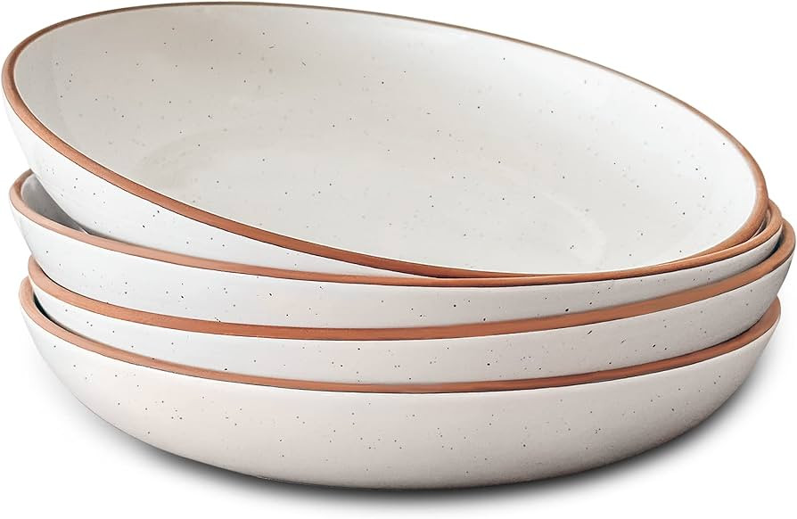 Mora Ceramic Large Pasta Bowls 30oz, Set of 4 - Serving, Salad, Dinner, etc Plate/Wide Bowl - Mic... | Amazon (US)