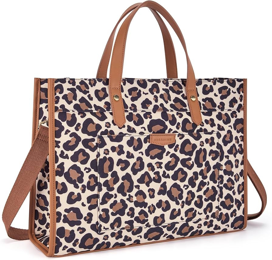 Missnine Laptop Tote Bag Canvas Laptop Bag 15.6 inch Work Shoulder Bags Casual Briefcase Handbag ... | Amazon (US)