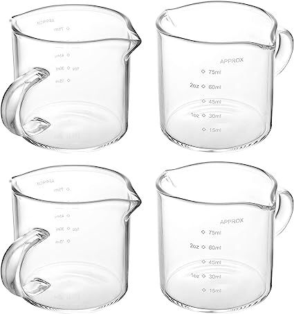 Amazon.com: Yarlung 4 Pack Glass Measuring Cups with Double Spouts, Shot Glasses Triple Pitcher f... | Amazon (US)