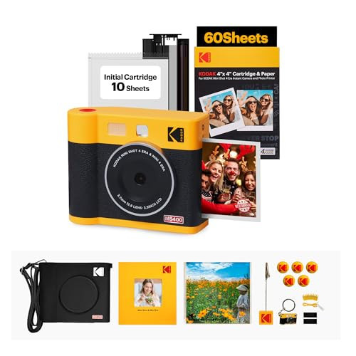 KODAK Mini Shot 4 ERA 4PASS 2-in-1 Instant Camera and Photo Printer (4x4) (Yellow, Camera + 70 Sheets + Gift Accessories) | Amazon (US)