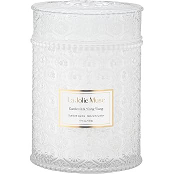 LA JOLIE MUSE Gardenia & Ylang Ylang Scented Candle, 19.4 oz, Large Glass Jar Candles for Women, ... | Amazon (US)