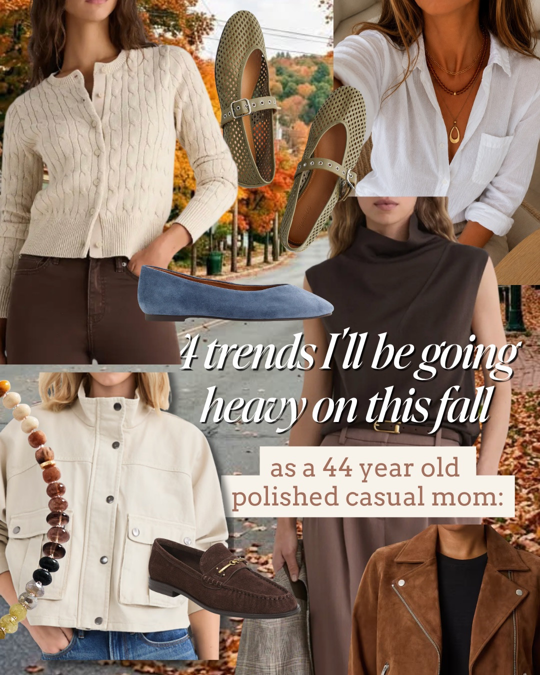 trends I’ll be going heavy on this fall as a 44 year old polished casual mom. 

Chocolate brown 
Textures > prints 
Long layered necklaces 
Funnel neck collars

#LTKOver40 #LTKSeasonal #LTKmomlife