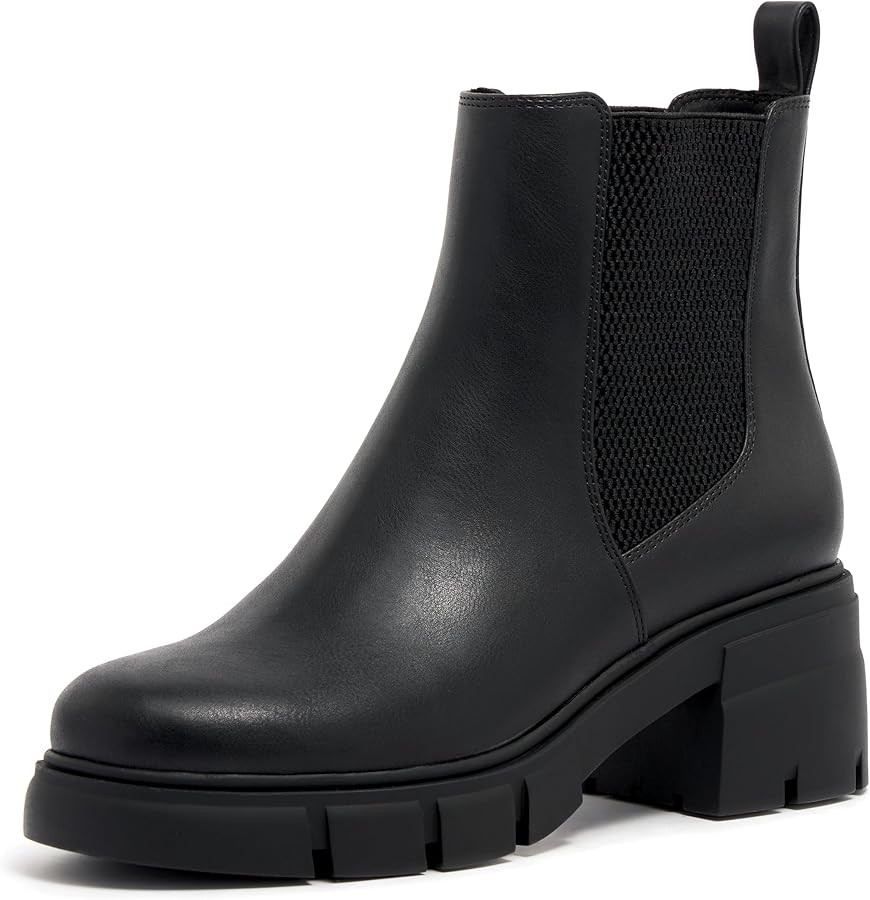 vodvob Women's Chelsea Boots Elastic Fashion Platform Ankle Booties Chunky Block Heel Boots | Amazon (US)