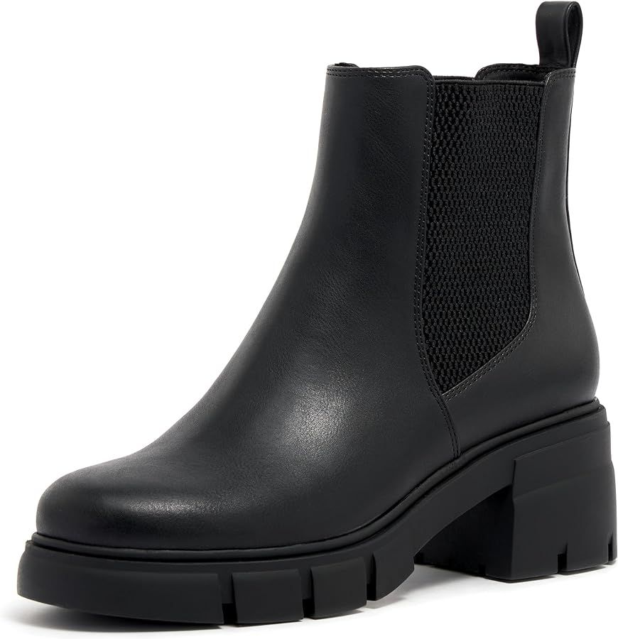 vodvob Women's Chelsea Boots Elastic Fashion Platform Ankle Booties Chunky Block Heel Boots | Amazon (US)