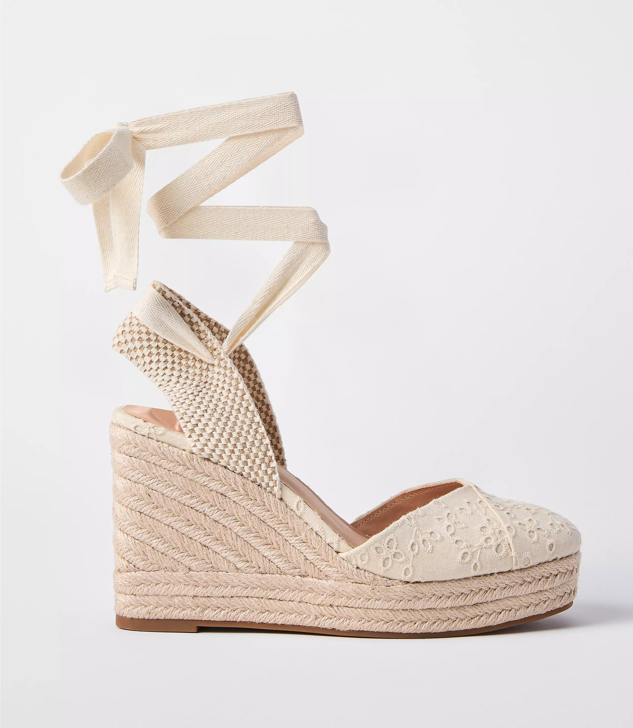 Eyelet Lace Up Espadrille Wedges | LOFT