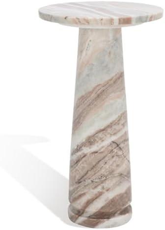 SAFAVIEH Couture Collection Valentia Small Accent Table, Round White and Brown Marble (SFV9704B) | Amazon (US)