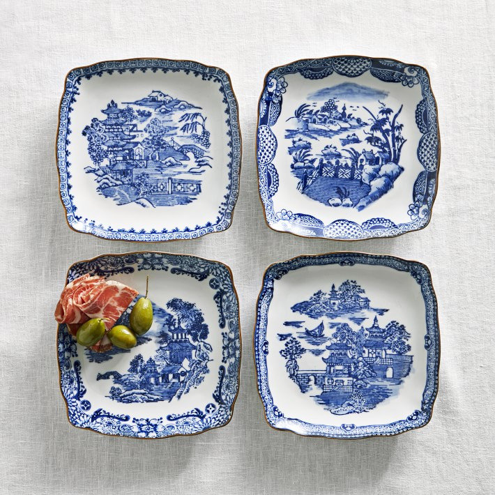 Marlo Thomas Blue Scenic Appetizer Plates, Set of 4 | Williams-Sonoma