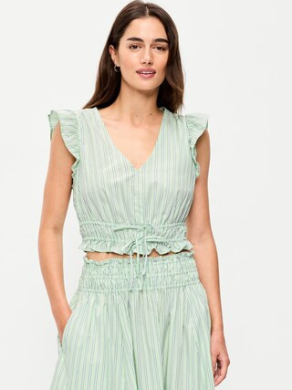 Flutter-Sleeve Poplin Top | Old Navy (US)