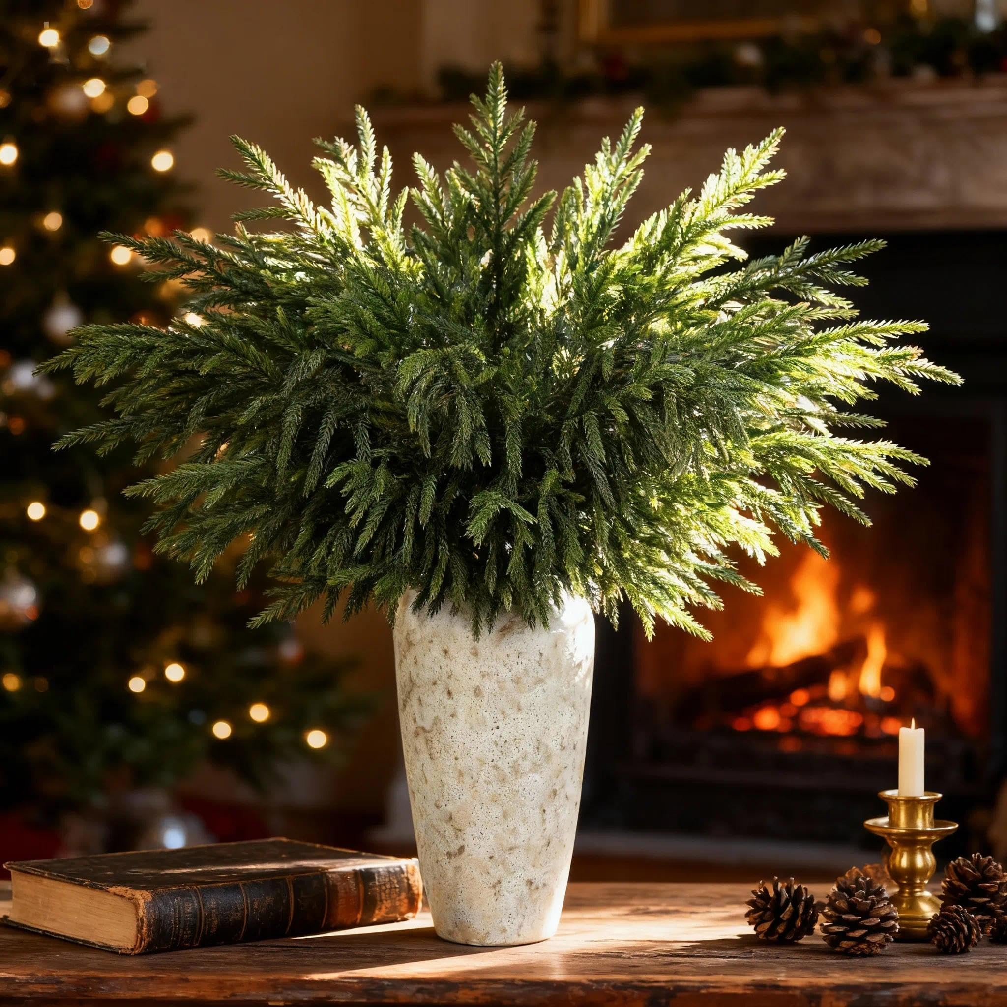 8 Pcs Large Christmas Norfolk Pine Stems 36 Inch, Long Greenery Artificial Realistic Artificial P... | Amazon (US)