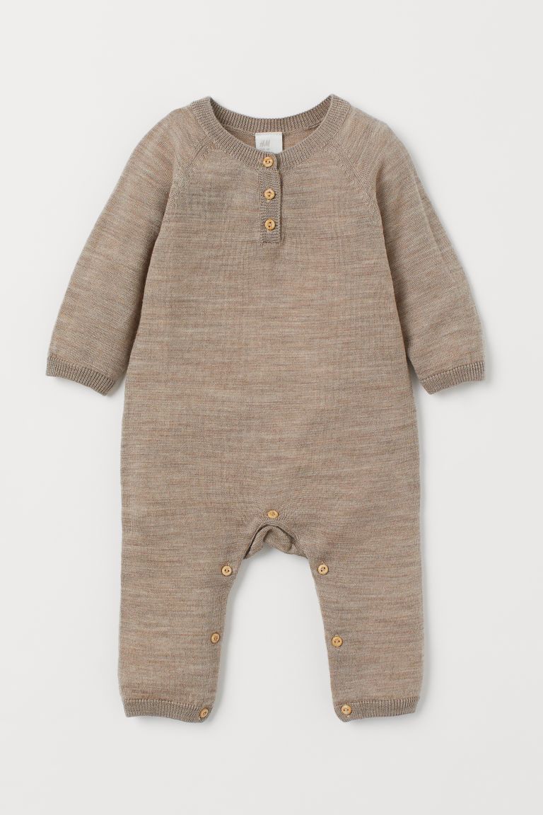 H & M - Merino Wool Jumpsuit - Brown | H&M (US + CA)