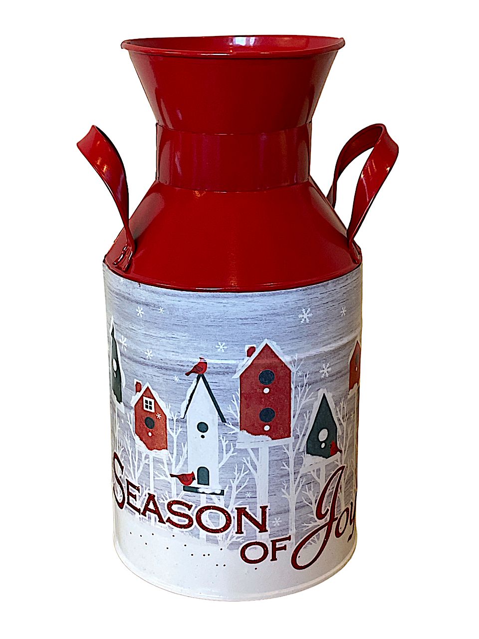 Decorative Metal Vase Milk Can Christmas Winter Holiday Decor Red & White Home Office Indoor Deco... | Walmart (US)