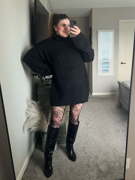 I am in love with this black Amazon sweater dress. It’s got balloon sleeves and a mock neck, it’s got great length too I am 5’7
I also love it paired with these tights and these black snakes ! Everything from Amazon

Four types of women on Christmas: the roadtripper, the hostess, the best dressed guest and the mom parenting in a non-child-proofed home. 

Let me know which one are you?! 😂 I’m #4 and #2 this year 🫶🏼

All of these will be on my LTK and Amazon Amazon for you! ❤️

#Midsize #MidsizeStyle #Size12 #Size14 #AmazonFashion #AmazonFines #ChristmasOutfit #HolidayOutfit  Midsize winter outfit 2023, Amazon outfit, midsize Christmas outfit, midsize leggings outfit, midsize holiday outfit, midsize work winter outfit Amazon work outfit, Amazon sweater dress, size 12 fashion, size 14 fashion, Christmas party outfit, holiday party outfit, New Year’s Eve outfit, New Year’s Eve

#LTKmidsize #LTKstyletip #LTKfindsunder50