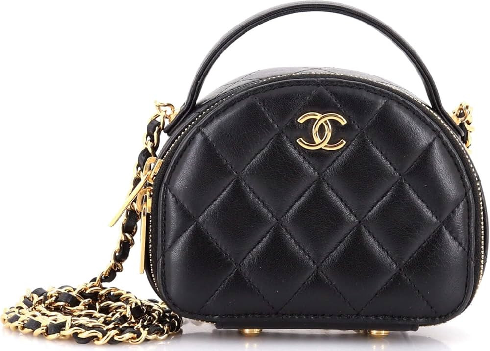 Amazon.com: Chanel, Pre-Loved Chic Riviera Vanity Case with Chain Quilted Lambskin Mini, Black : ... | Amazon (US)