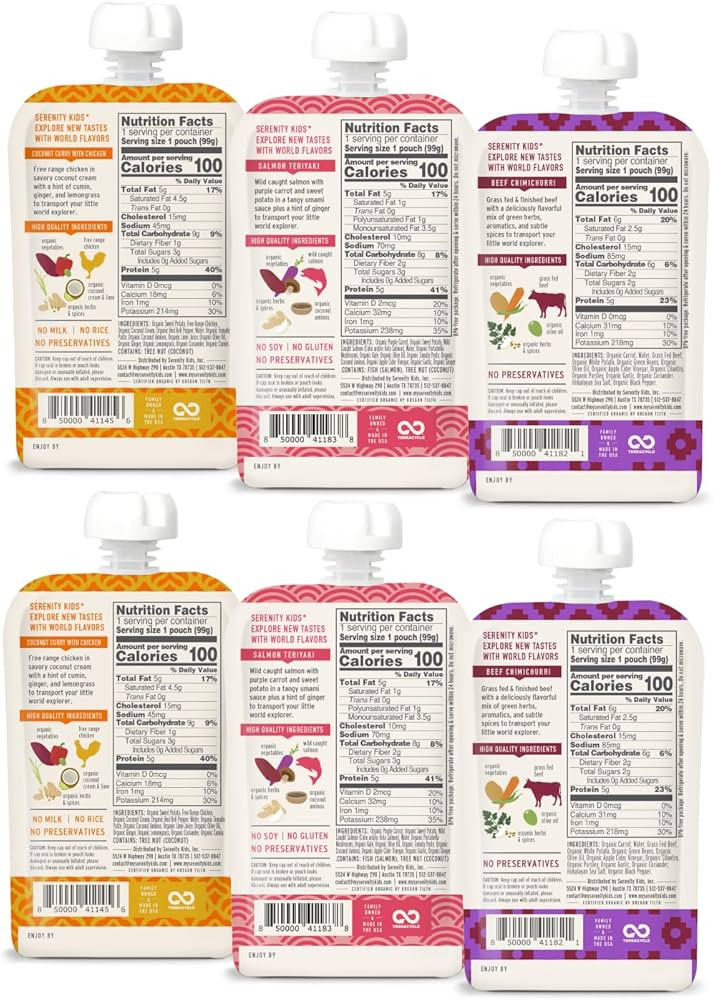 Serenity Kids 7+ Months World Explorers Baby Food Pouches Puree Made With Ethically Sourced Meats... | Amazon (US)