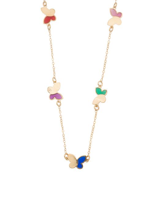 Made In Italy 14k Gold Colorful Enamel Butterflies Necklace | TJ Maxx