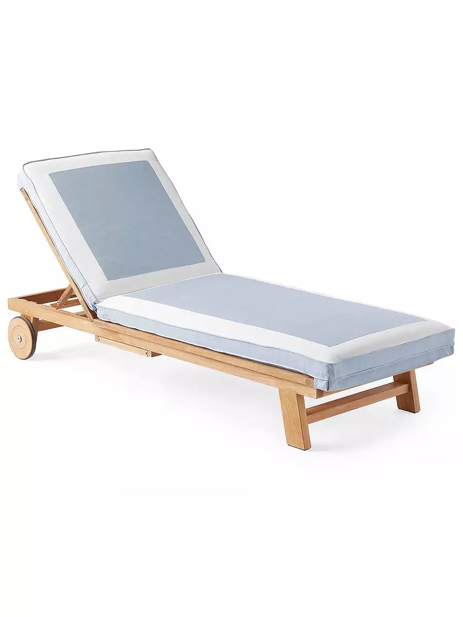 Crosby Teak Chaise - Sunbrella® Border Frame | Serena and Lily